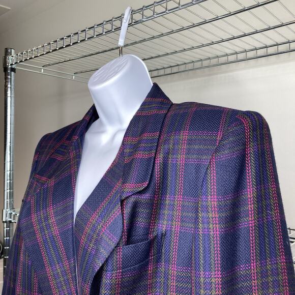 Vintage Stirling Cooper Women's Purple Plaid Jacket Size 12 Retro 80’s‎ Vibes - Picture 12 of 13